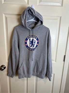 Chelsea FC football club Gray Pullover Hoodie - Men's Large